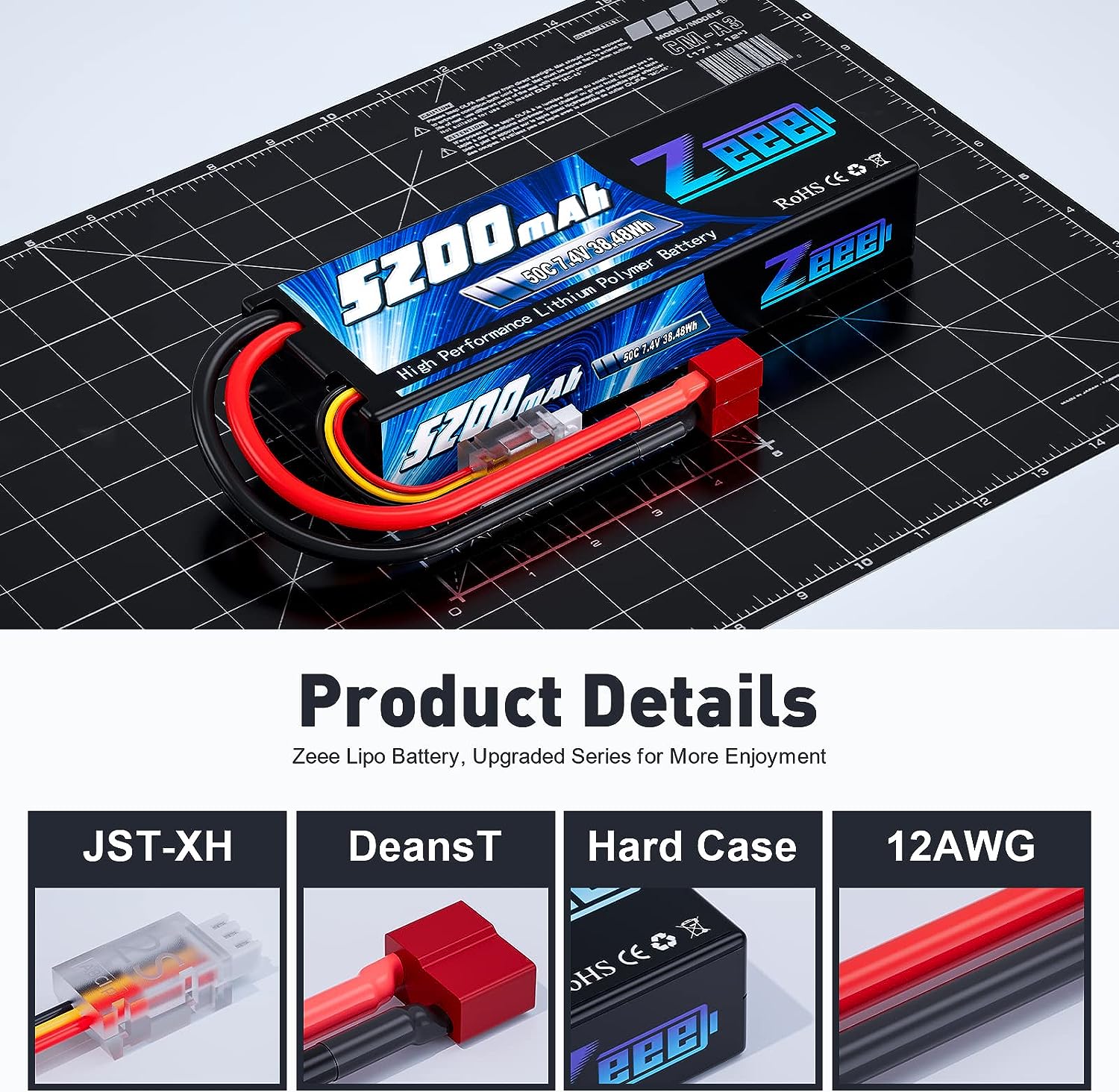 Zeee 5200mAh 2S RC Lipo Batter - Rc Hobby Grade 评论和价格