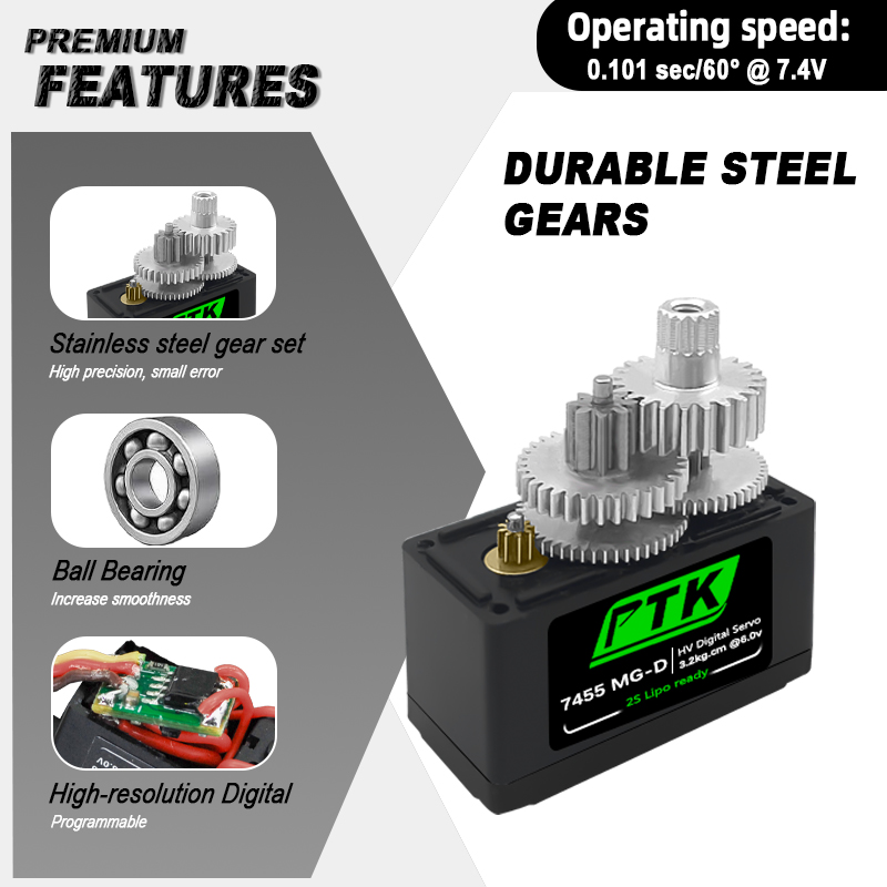 PTK 7455MG-D servo 12g Digital - Rc Hobby Grade 评论和价格
